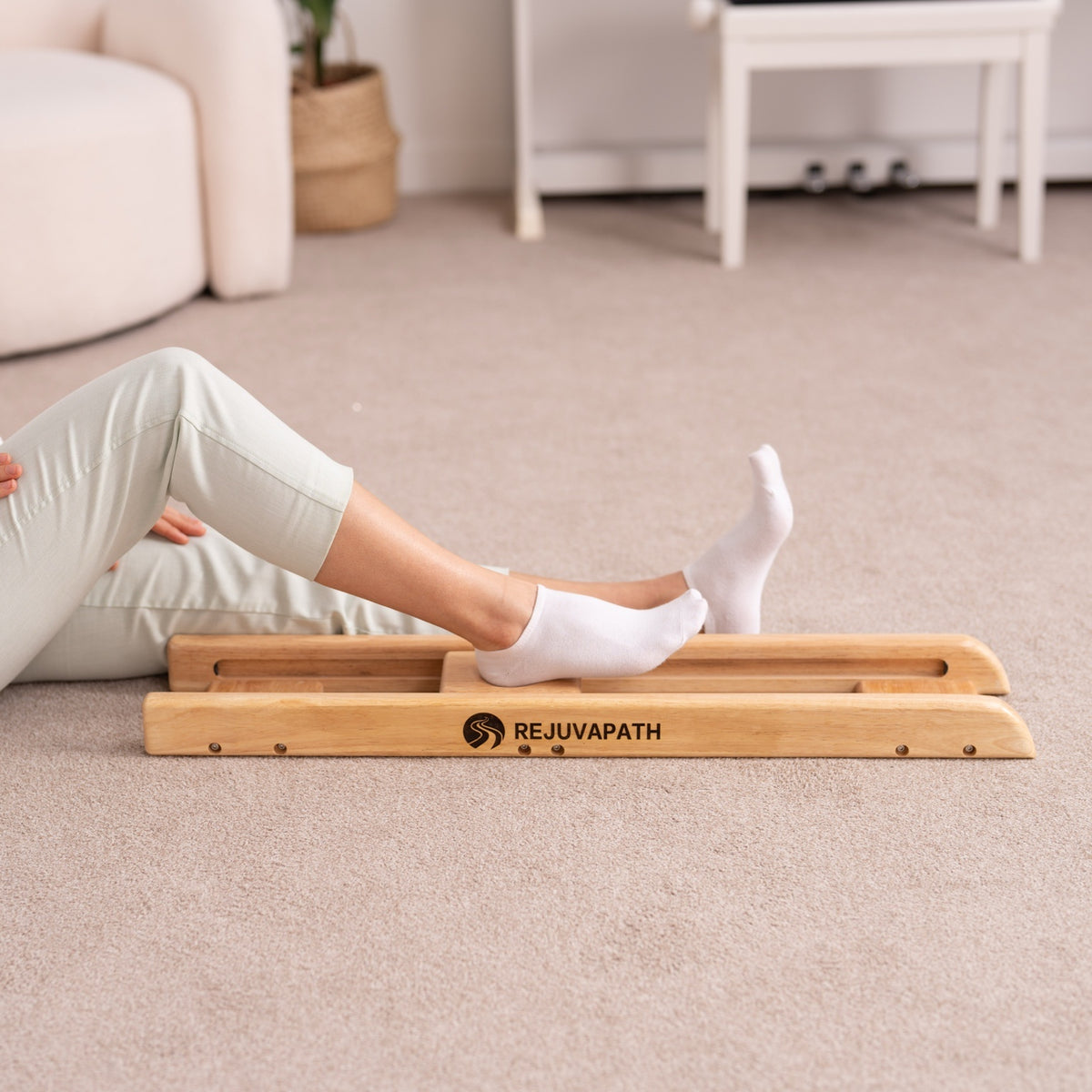 The RejuvaPath oak Glider in use at home